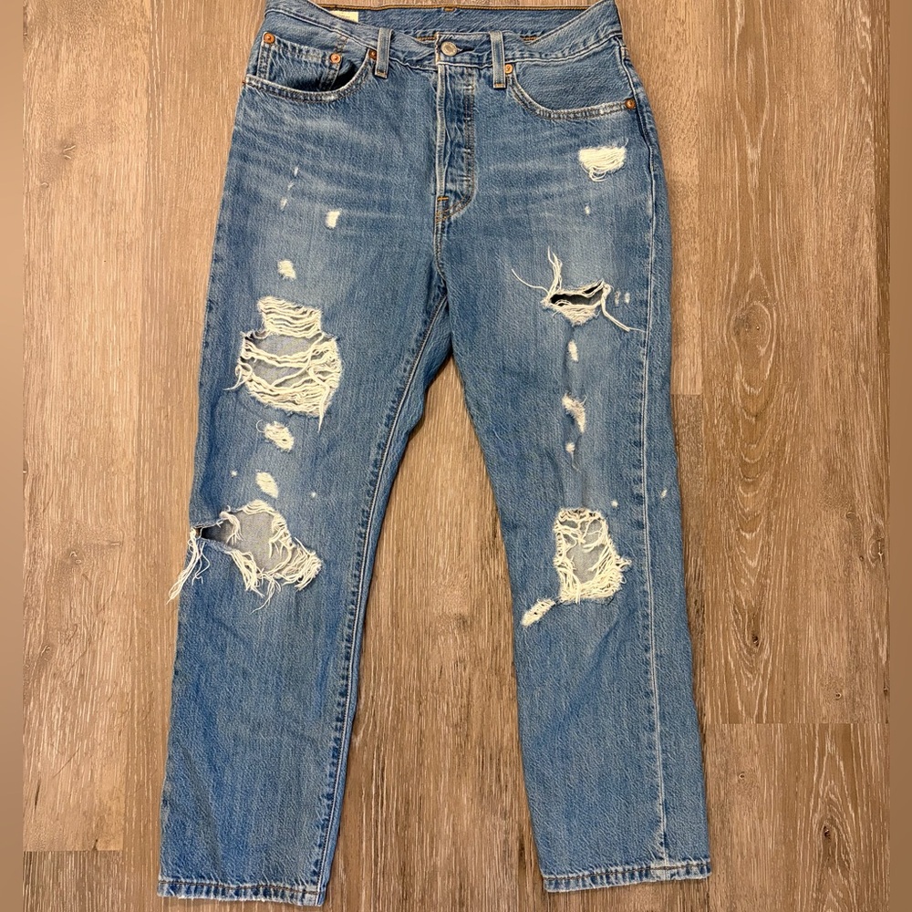 Levi’s Distressed Blue Vintage-Style Ripped Jeans